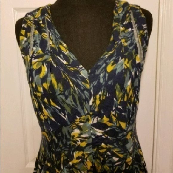 Anthro Deletta Dense Forest Leaf Print Hi Low Tank - Picture 3 of 8